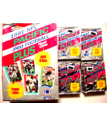 (14) Unopened 1991 Pacific Plus Football packs w/box-14/pack-196 total c... - $14.00