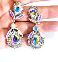 AB Iridescent Chandelier Earrings, Gift for Her, Bridesmaid Rhinestone E... - £30.00 GBP