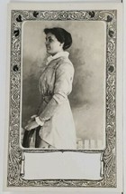 Victorian or Edwardian Woman Side Profile Ornate Border RPPC Postcard L8 - £7.89 GBP