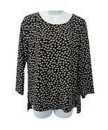 Maeve Anthropologie Heart Black White Half Sleeve Center Back Zip Blouse... - $26.81