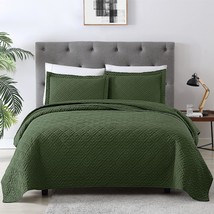 Exq Home Quilt Set King Size Olive Green 3, 1 Quilt,2 Pillow Shams - $46.99