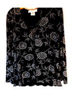 J.R. Nites Women&#39;s Top &amp; Jacket Set Black Floral Dressy Metallic USA XL - $26.72