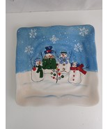 St Nicholas Square Button Up 8.5&quot; Square Snowman Plate - $220.28 MXN