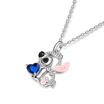 2Ct Heart Cut Lab-Created Sapphire Little Monster Pendant 14k White Gold Plated - £97.68 GBP
