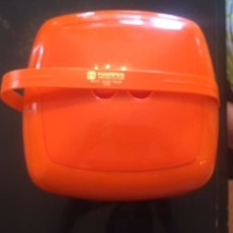 VTG Orange Plastic Picnic Basket Service Award Dinner Retro Atomic 1978 - $74.25