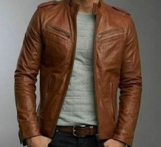 New Men&#39;s Leather Jacket Genuine Lambskin Motorcycle Slim Fit Biker Jacket - £141.83 GBP