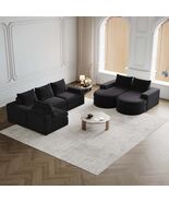Chenille Cloud Curved Sectional Sofa with Chaise - Modern, No Assembly - $2,121.88 CAD