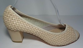 Sesto Meucci Size 6 M PERRINE Cream Leather Open Toe Heels New Women&#39;s Shoes - £232.77 GBP