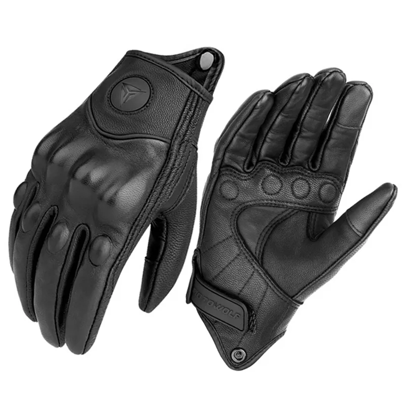 Genuine Leather Motorcycle Gloves Winter Moto Gloves Men Summer Goatskin - £25.97 GBP+