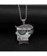 Dexters Lab Iced Out Pendant Diamond Silver 14k Chain Bling - £27.64 GBP