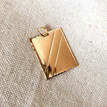 18k Gold Filled Luxury Tag Plate Rectangle Pendant Unisex Diamond Cut Frame - £7.88 GBP