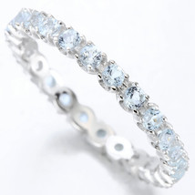 Sky Blue Topaz Eternity Stacking Band Ring in Sterling Silver - £38.75 GBP