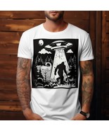 Bigfoot UFO Alien Abduction T-Shirt | Funny Cryptid Sci-Fi Graphic Tee L-3X - $18.80+