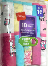 Hanes Briefs Girls 16 Multicolor 10 Pack Ringspun Cotton Tagless Super Soft - $10.89