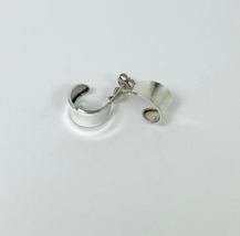 Flat Concave Hoop Stud Earrings 925 Sterling Silver, Handmade Women Jewelry  - £30.63 GBP