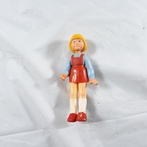 Vintage Fisher Price Dollhouse doll girl figure 1983 Red Blue Dress Sist... - $9.90