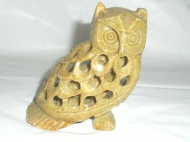 Hand Carved Soapstone Momma Owl Figurine With Baby Owl Inside Statue Brown INDIA - £22.40 GBP