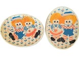 Two (2) Vintage ~ Raggedy Ann &amp; Raggedy Andy ~ Plaster ~ Oval ~ Wall Pic... - $37.40