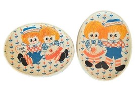 Two (2) Vintage ~ Raggedy Ann &amp; Raggedy Andy ~ Plaster ~ Oval ~ Wall Pictures - £29.85 GBP