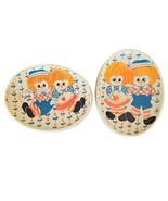 Two (2) Vintage ~ Raggedy Ann &amp; Raggedy Andy ~ Plaster ~ Oval ~ Wall Pic... - $50.80 CAD