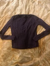 Classiques Entier Womens Size Medium Black Silk Blend Ribbed Round Neck Sweater - £17.65 GBP