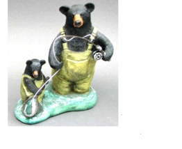 Bear Figurine Papa Bear and Cub Fishing Resin. Lodge, Man cave home or office - £23.32 GBP