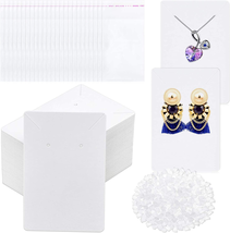 400 Pcs White Earring Cards Packaging Supplies Kit Earring Display Holder Cards - £12.64 GBP