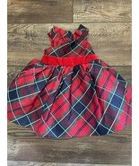 NWT Janie &amp; Jack Holiday 100% Silk Plaid Dress Sz 3-6 Months Christmas R... - €43,42 EUR
