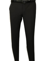 Men&#39;s MONO Turkey Slacks 100% Wool Plain Front Slim Fit 2502-01 Black - $99.99