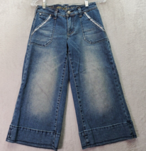 Americana Blues Baggy Capri Jeans Womens Size 3 Blue Denim Beaded Ramie ... - $15.76