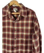 LL Bean Large Button Down Shirt Mens Red Tan Plaid Tartan Check Cotton L... - $49.39