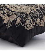 Gray Zardozi Indian Paisley 16&quot;x16&quot; Velvet Pillow Covers, Magestic Gold - $47.25+