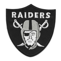 Oakland Raiders Iron On Patch 3.75&quot; Las Vegas Football Embroidered Applique New - £3.82 GBP