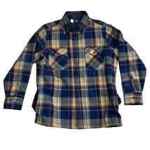 Wrangler Flannel Blue Plaid Thermal Lined Shacket Shirt Jacket Men LARGE... - $19.68