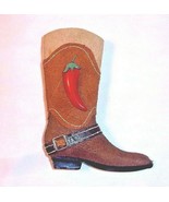  Christmas Western Cowboy Boot Ornament Red Chili Pepper 4-1/2&quot; Long - £11.27 GBP