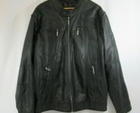 For Him London UK Vegan Leather Jacket Black Faux Moto Biker Racing Zip-... - $38.69