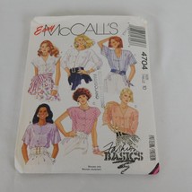 McCalls 4704 Sewing Pattern Women Size 10 Button Front Blouse Shirt Top Easy CUT - £4.66 GBP