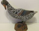 Beautiful Hand Carved Hand Painted Standing Wooden Teal Duck on Log - $48.51