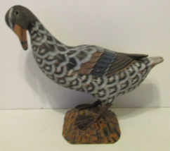 Beautiful Hand Carved Hand Painted Standing Wooden Teal Duck on Log - $48.51