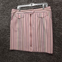 Nicole Miller Skirt Women 14 Pink Stripe Mini Pockets Full Zip Stretch - £7.26 GBP