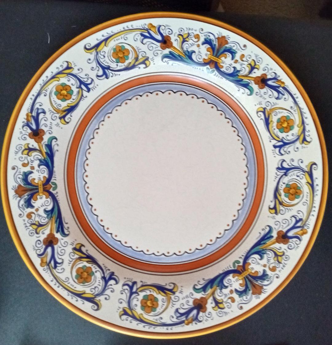 Deruta Ricco Italy Salad Plate Blue Gold Burnt Orange Ceramico Nova Deruta