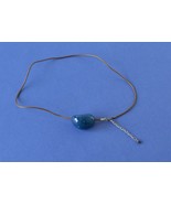 Jewelry-SKU#x167-Blue Stone Rock Pendant Necklace Leather Chain - €10,33 EUR
