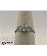 10k White Gold Ring with 3 Blue Topaz Stones (#J1060) - £98.29 GBP