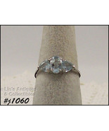 10k White Gold Ring with 3 Blue Topaz Stones (#J1060) - $2,379.93 MXN
