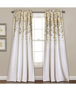 Set 2 Gray Grey Yellow Floral Vines Curtains Panels Drapes 84 inch L Dar... - £69.08 GBP
