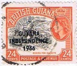 Stamps Guyana Independence 1966 Overprint On 12 Cents Value British Guiana Used - £0.55 GBP