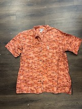 Columbia Button Down Shirt Mens Large Orange Fish Print Fishing Trout Ba... - $14.21