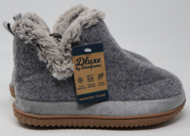 Deluxe By Dearfoams Slippers Women&#39;s 5-6 Memory Foam Comfort Bootie Gray NWT - $14.84