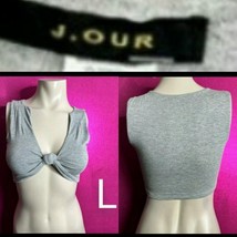 Sexy Charcoal Grey Front Knot Detail Crop Top   Size L - $15.90
