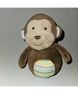 Carter&#39;s Monkey Plush Weighted Rattle Chime Wobble Blue Ears Yellow Stri... - $34.60